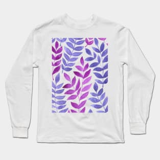 Watercolor leaves in magenta and violet Long Sleeve T-Shirt